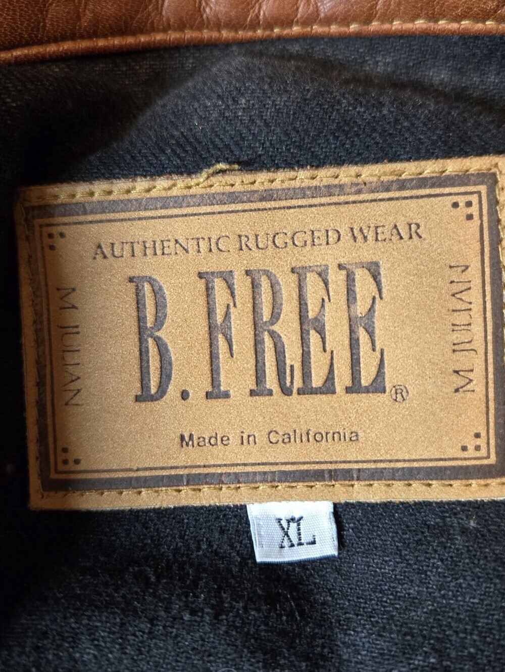 Vintage B. Free Men's Denim With Leather Trim Jacket Size XL Black & Tan - Picture 3 of 16